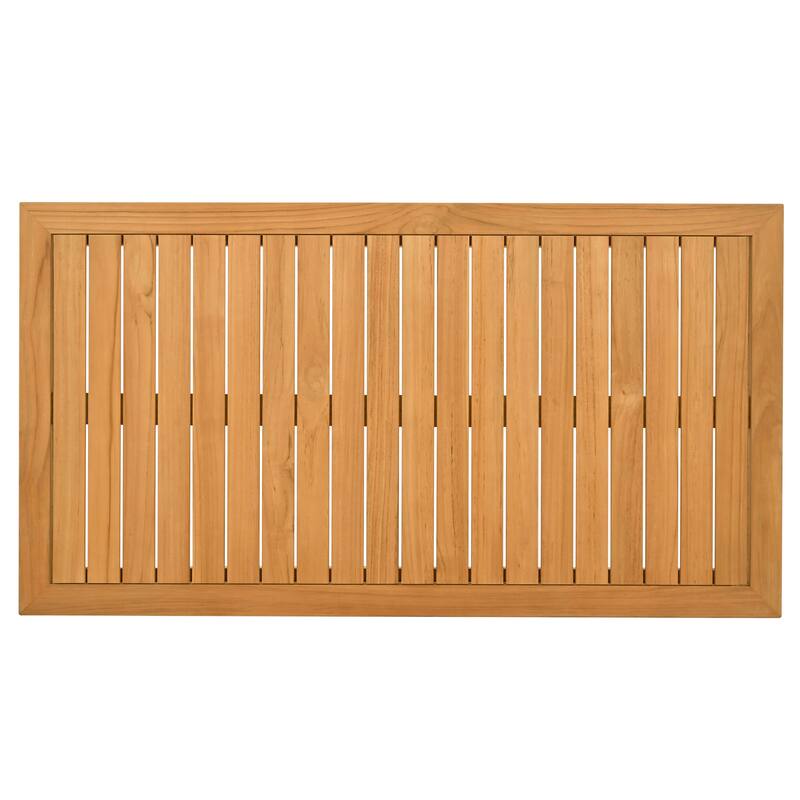 SAFAVIEH Couture Saint Lucia Reeded Teak Wood Coffee Table - 47"W x 26"D x 13"H