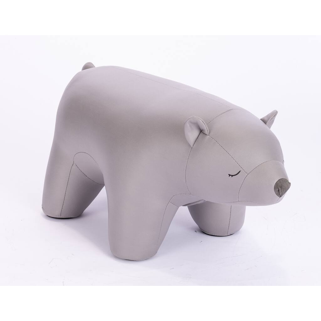 Q-Max Animal Shape Bear Ottoman for Kids Accent Footrest Upholstered Footstool