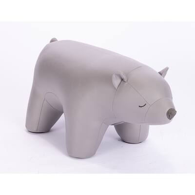 Q-Max Animal Shape Bear Ottoman for Kids Accent Footrest Upholstered Footstool