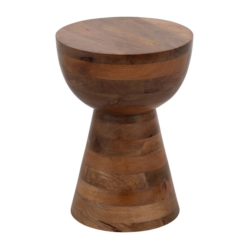 Sagebrook Home Accent Table Wood Mango MDF Round Top Tapered Base 13x13x18 Inches Brown Polished Finish Brown Wood