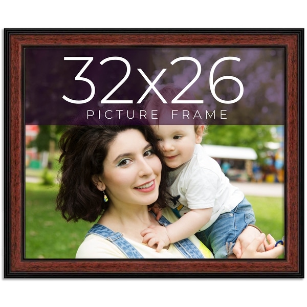 32x26 Brown Picture Frame - Wood Picture Frame Complete with UV