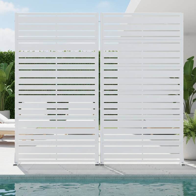 Dovelina Black Outdoor Freestanding Metal Privacy Screen Decorative Garden Fence (Set of 2)