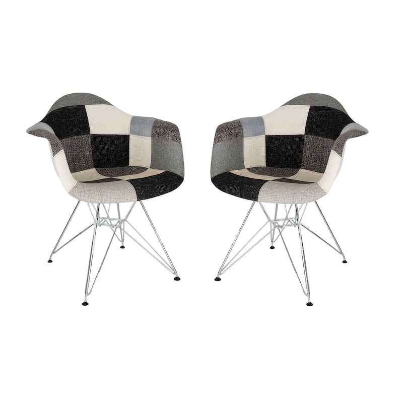 Willow Fabric Accent Armchair With Chrome Legs Set of 2 by LeisureMod - 25 x 25 x 31 - Multicolor 1