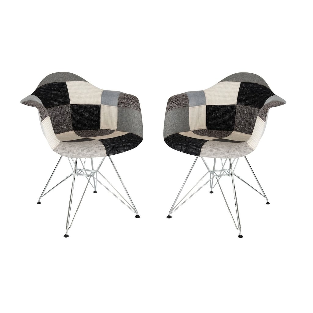 Willow Fabric Accent Armchair With Chrome Legs Set of 2 by LeisureMod