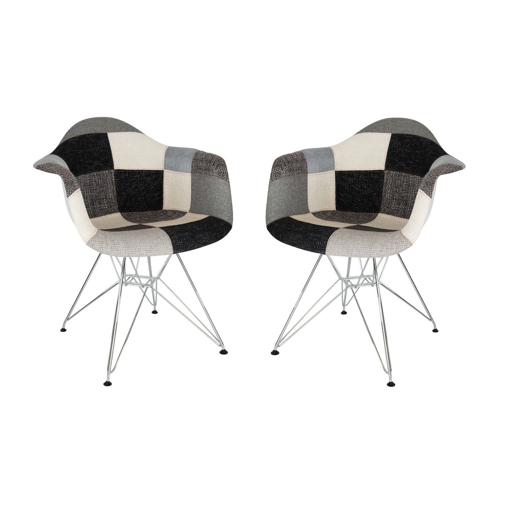 Willow Fabric Accent Armchair With Chrome Legs Set of 2 by LeisureMod