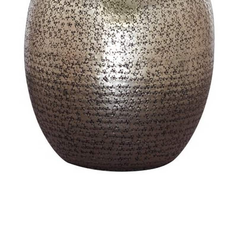 Bellied metal Body Table Lamp with Splotched Details, Brass and Cream