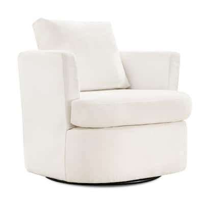 Modern Chenille Upholstered Swivel Accent Barrel Chair Set Modern Swivel Armchair for Living Room