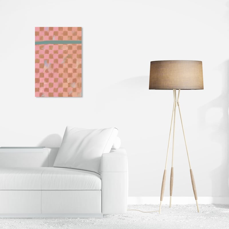Wynwood Studio Canvas Abstract Checkered Fabric Pink and Modern & Contemporary Wall Art Canvas Print - 24 x 16