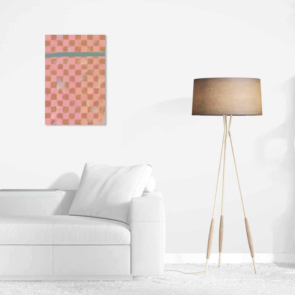 Wynwood Studio Canvas Abstract Checkered Fabric Pink and Modern & Contemporary Wall Art Canvas Print