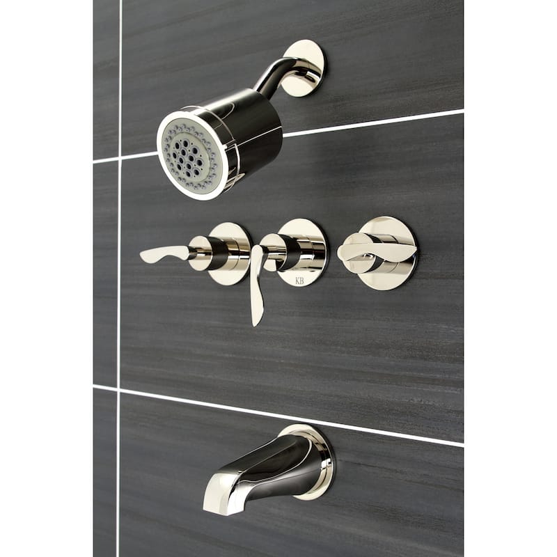 Kingston Brass Serena Three-Handle Tub and Shower Faucet