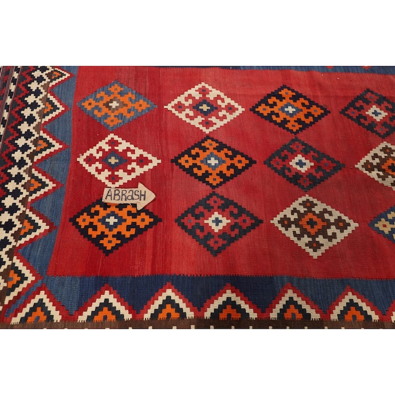 Vegetable Dye Kilim Qashqai Persian Vintage Rug Flatweave Wool Carpet - 4'6"x 9'7"