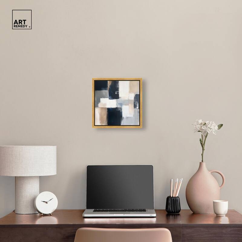 Blue and Tan Abstraction I Canvas by Art Remedy