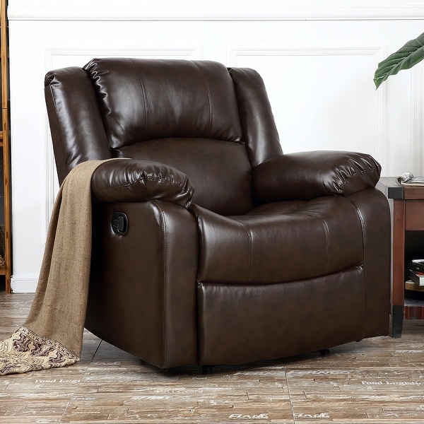 shop belleze deluxe padded brown faux leather recliner