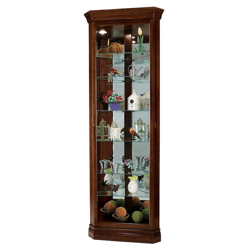 Howard Miller Drake Solid Wood 6-shelf Corner Curio Cabinet - 80 in. high x 28 in. wide x 16 in. deep