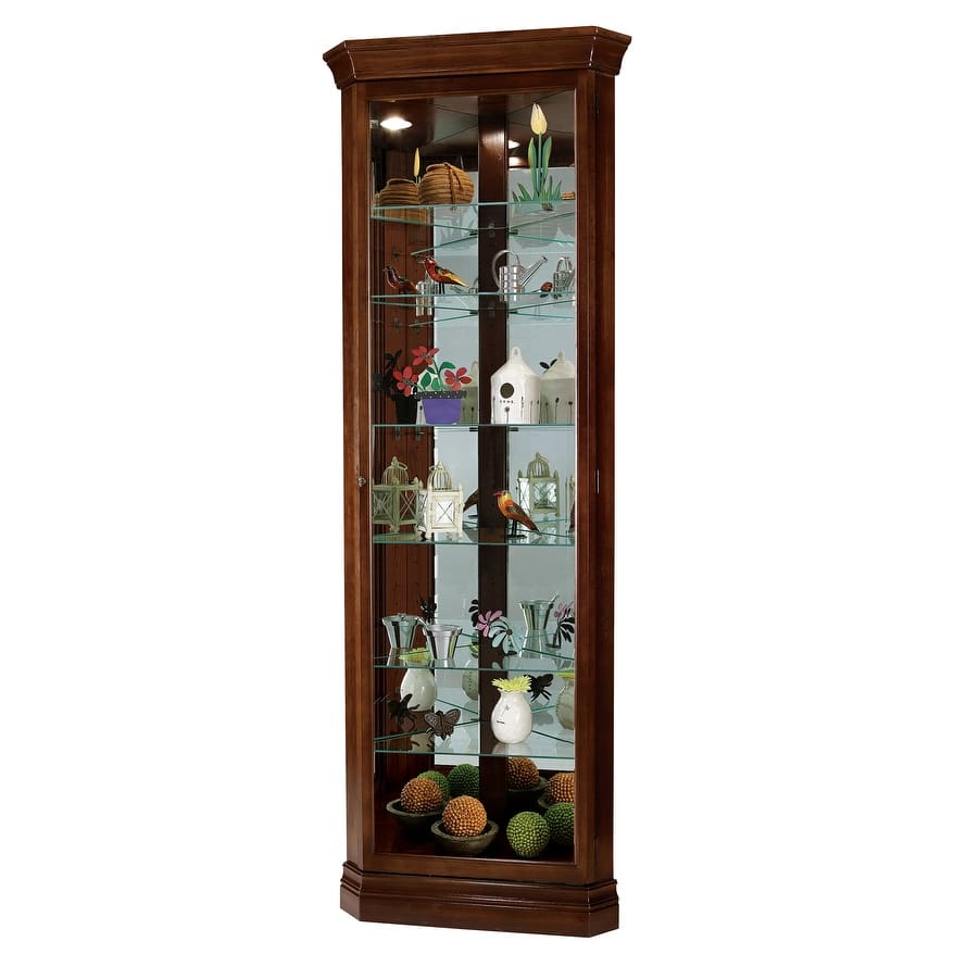 Howard Miller Drake Solid Wood 6-shelf Corner Curio Cabinet - 80 in. high x 28 in. wide x 16 in. deep