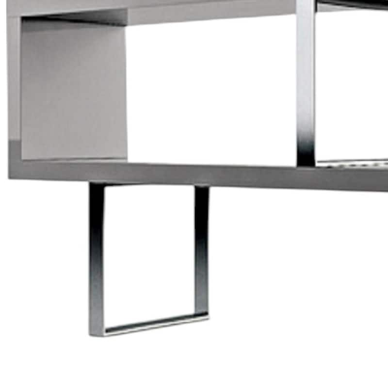 HomeRoots 67" Gray And Silver Metal and Wood Three Tier Etagere Bookcase