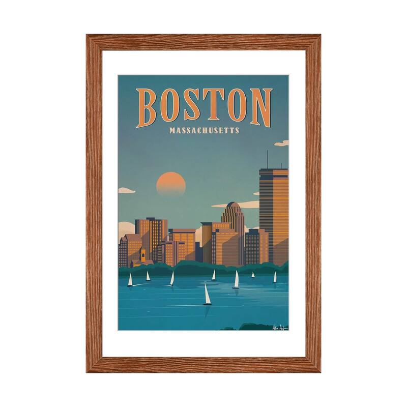 iCanvas "Boston" by IdeaStorm Studios - Walnut - 24x16x1