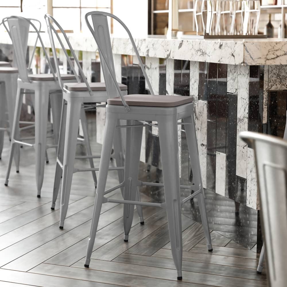 All-Weather Commercial Bar Stool with Removable Back & Poly Resin Seat