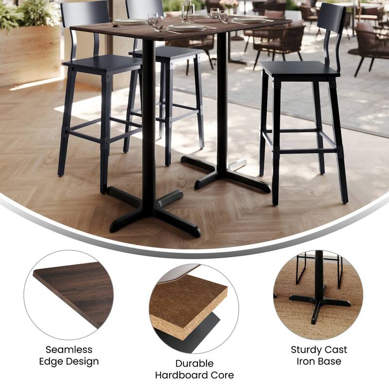 Commercial HPL Tabletop with Bar Height Crisscross Base - 48"W x 30"D x 42"H