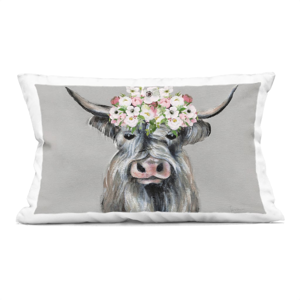 Stupell Shabby Chic Cattle with Garland Decorative Printed Throw Pillow Design by Tava Studios