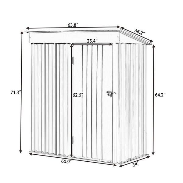 5ft Wx3ft.L Garden Shed with Lockable Door, Tool for Backyard