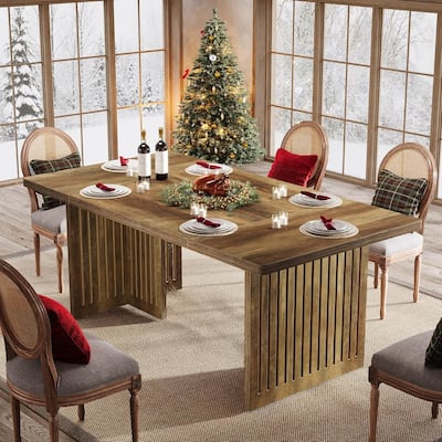 63 Inches Wood Dining Table for 4-6 People,Farmhouse Dinner Table for Dining Room