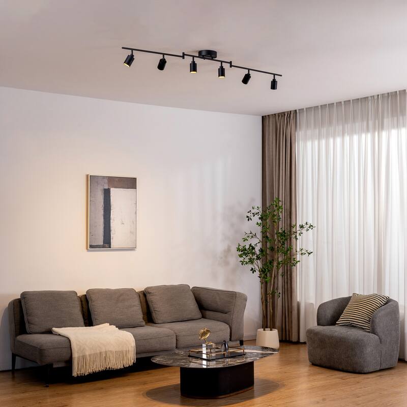 VidaLite Shura 6-Head LED Swivel Track Light, Directional Spot Lights, Dimmable - 10.45" x 62.2"