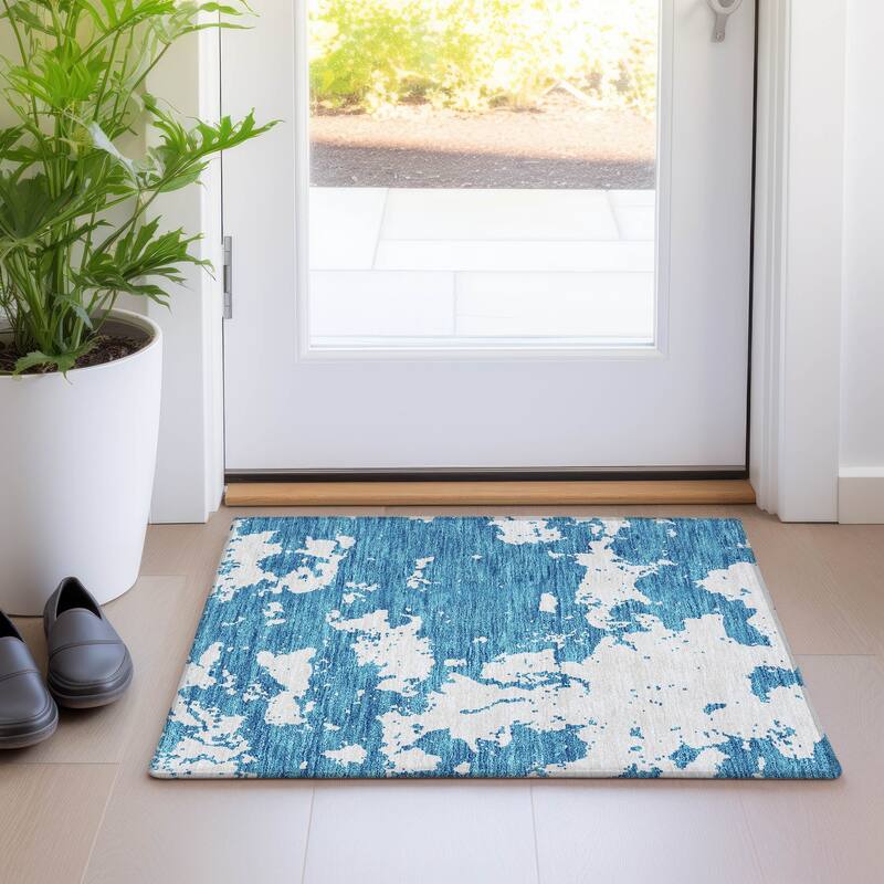 Premium Washable Super Soft Absstract Contempo Mayfield Rug - Teal - 1'8" x 2'6"