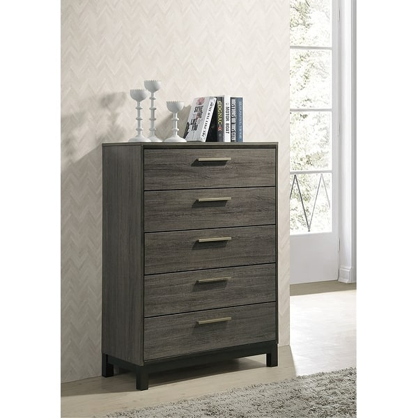 Roundhill Furniture Ioana 187 Antique Grey Finish Wood Bed Room Set King Size Bed Dresser Mirror 2 Night Stands Chest Overstock 31483960