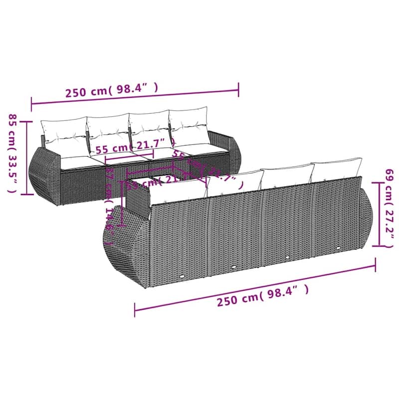 vidaXL Garden Sofa Set - 21.7 x 21.7 x 14.6
