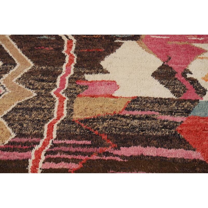 Abstract Plush Moroccan Oriental Area Rug Hand-Knotted Wool Carpet - 8'0" x 10'8"