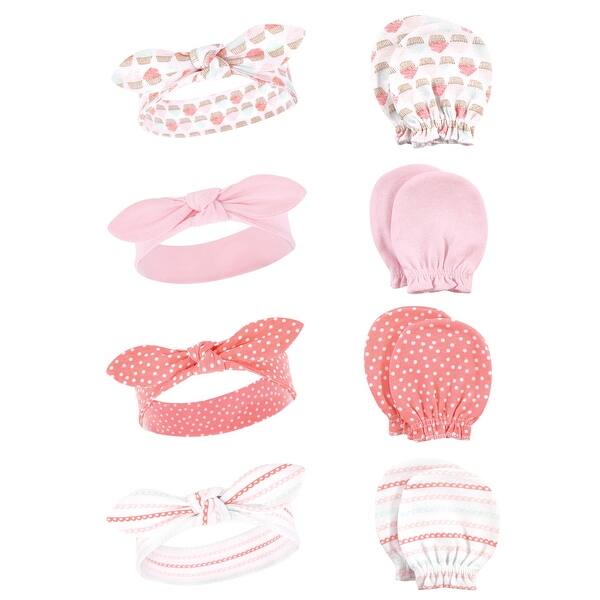 slide 1 of 1, Hudson Baby Infant Girl Cotton Headband and Scratch Mitten Set, Cupcake, 0-6 Months - Cupcake Cupcake - 0-6 Months