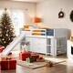 preview thumbnail 1 of 28, Low Twin Size Loft Bed with Cabinets, Shelves and Slide, White White