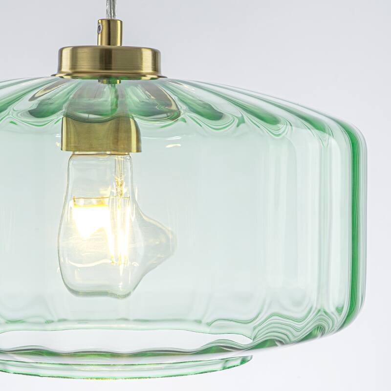 Starsky 1-Light Textured Glass Drum Pendant Light