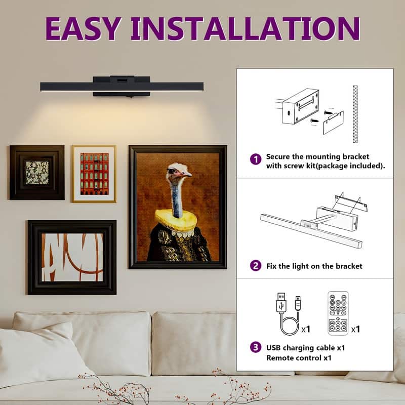 Modern Wireless LED Vanity Light 3CCT Dimmable, Remote Control, Rechargeable, Easy Magnetic Installation