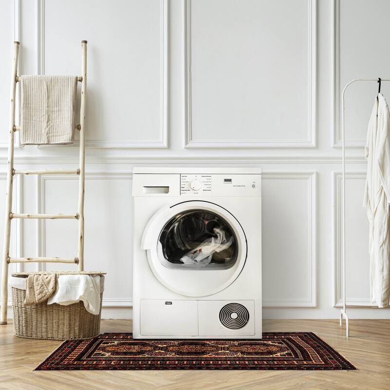 ECARPETGALLERY Hand-knotted Teimani Cream, Dark Navy Wool Rug - 3'10 x 6'2