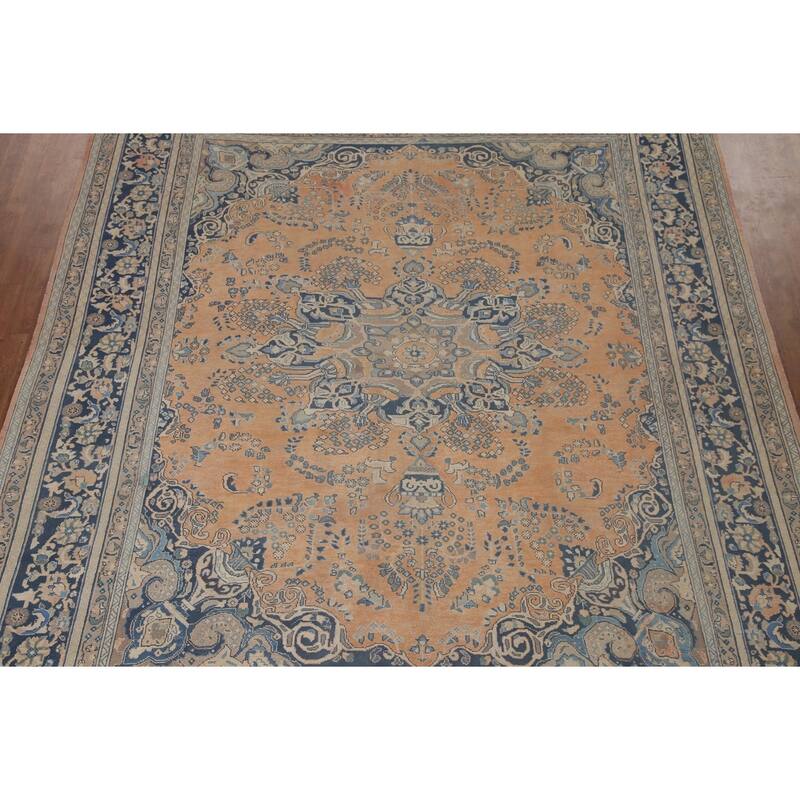 Vegetable Dye Mashad Persian Vintage Area Rug Hand-knotted Wool Carpet - 9'7" x 12'6"