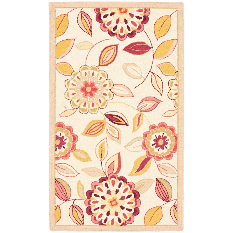 SAFAVIEH Handmade Chelsea Lily Pad French Country Wool Rug - 3'9" x 5'9" - Ivory/Taupe