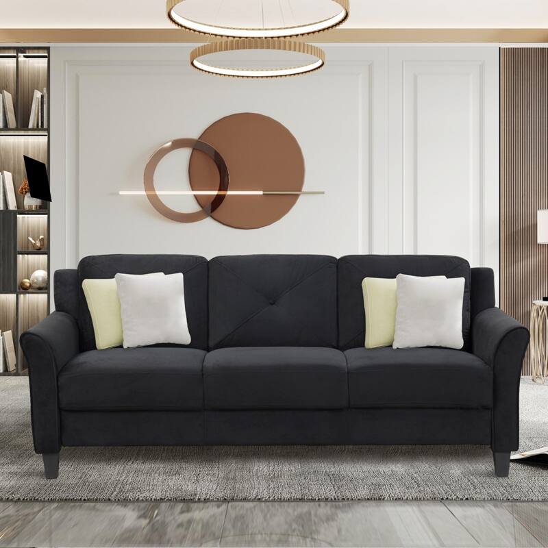 74.9" Polyester 3-seater Sofa With Solid Wood Frame and High Elastic Sponges Cushion for Living Room