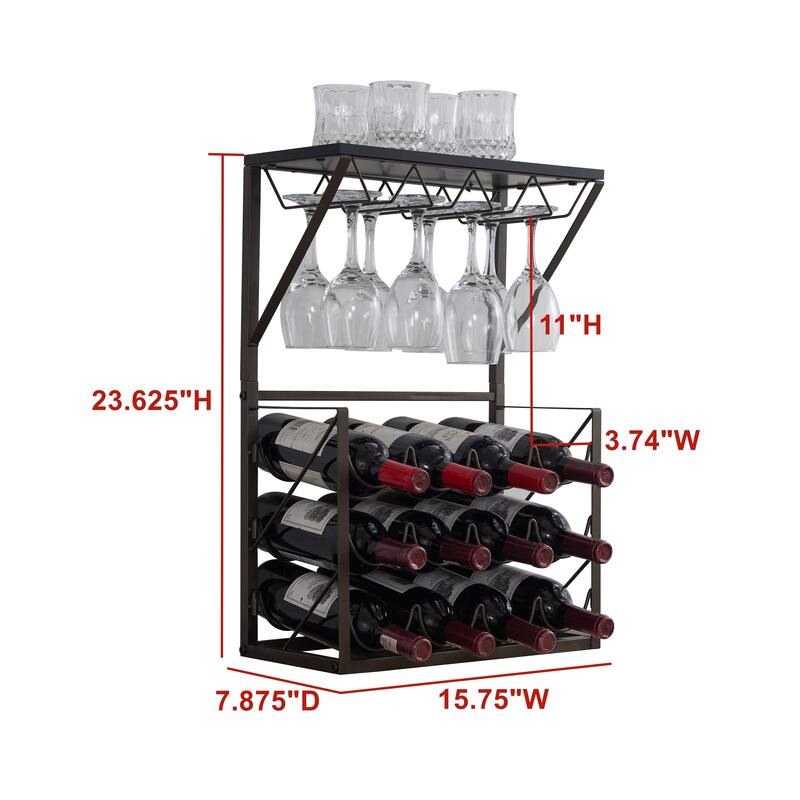 Countertop Wine Bottle & Glass Rack, Pewter/Marble Bed Bath & Beyond