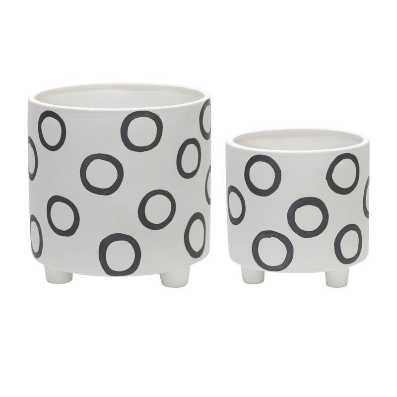 Sagebrook Home Modern Abstract Footed Ceramic Planter Set of 2