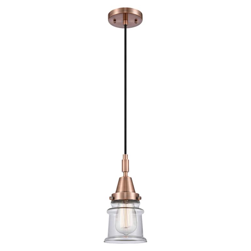 Innovations Lighting Downtown Urban - Caden Canton - 1 Light 5" Cord Hung Mini Pendant - Clear Shade/Antique Copper