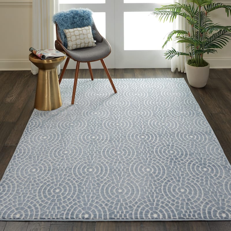 Nourison Urban Chic Modern Geometric Medallions Area Rug - 4' x 6' - Blue - Runner/Rectangle