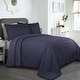 preview thumbnail 2 of 53, Superior Remi Jacquard Geometric Fringe Cotton Blend Bedspread Set Navy Blue - King - 3 Piece