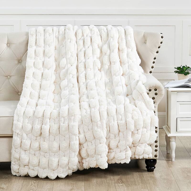 Home Soft Things Cozy Soft Plush Textured FauxFur Throw Blanket