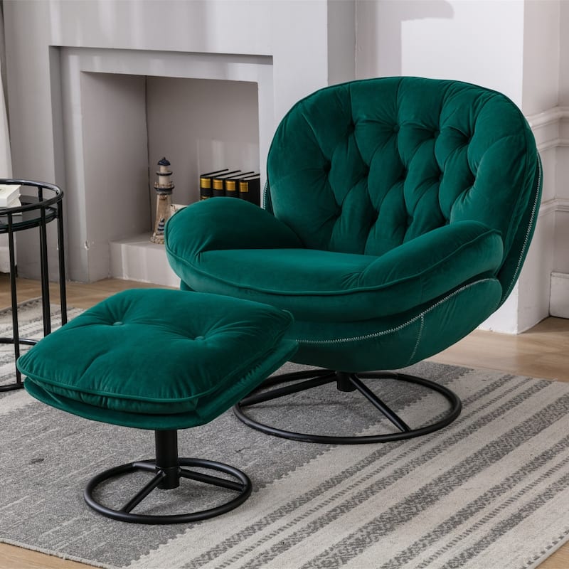 Green Accent Chair TV Chair Living room Chair with Ottoman - Bed Bath ...