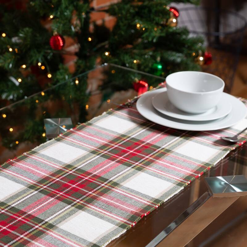 Fabstyles Celebration Plaid Cotton Table Runner Machine Washable - 13x72