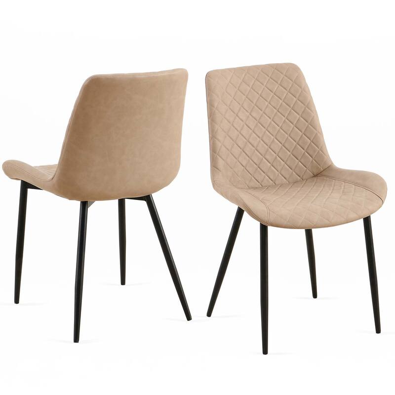 Mid-Century Leathaire Dining Chairs,Side Chair with Metal Legs