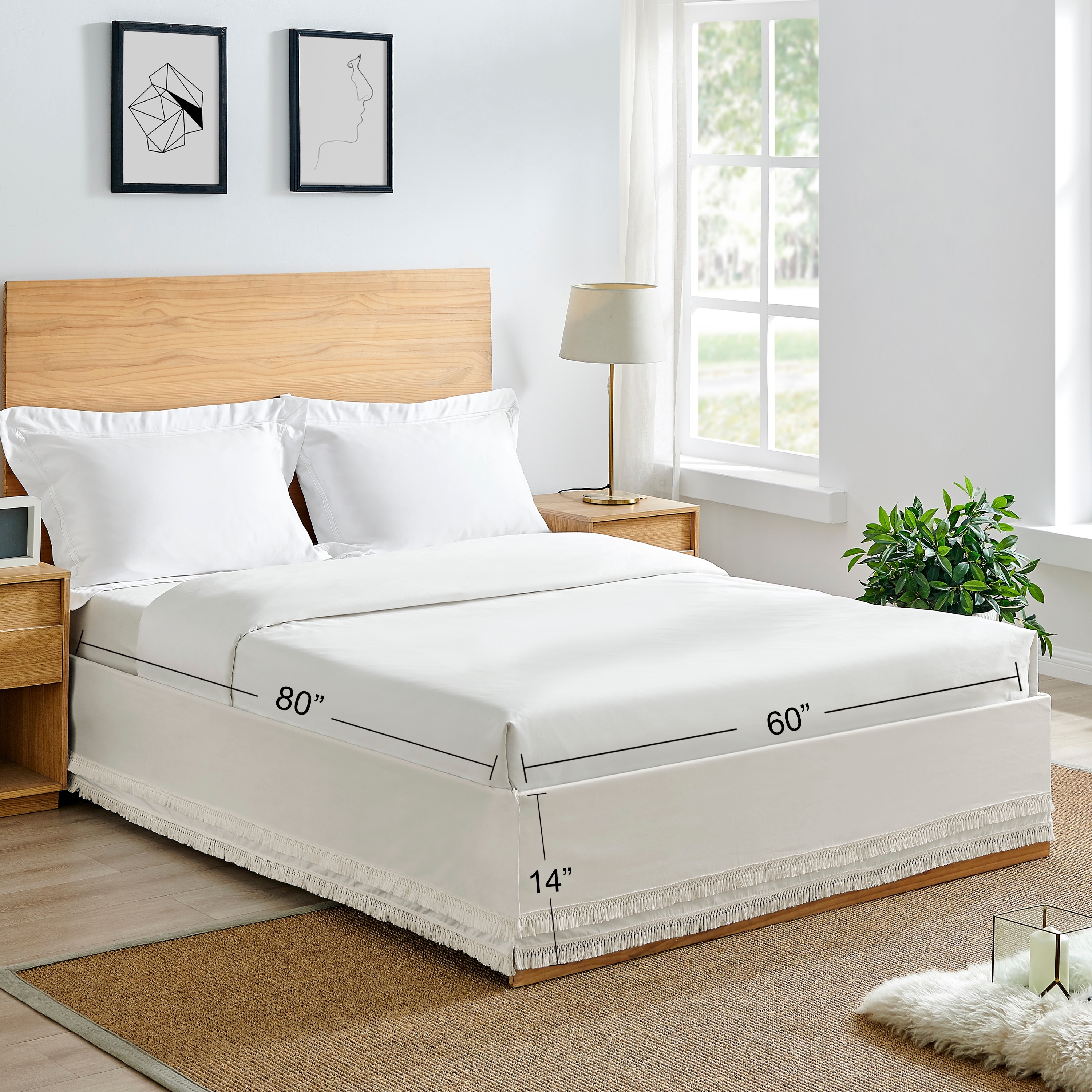 Sweet Jojo Designs Ivory Bohemian Boho Chic Queen Bed Skirt