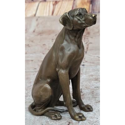 Seated Bronze Hunting Imitative Dog – Detailed Canine Sculpture For Animal Lovers